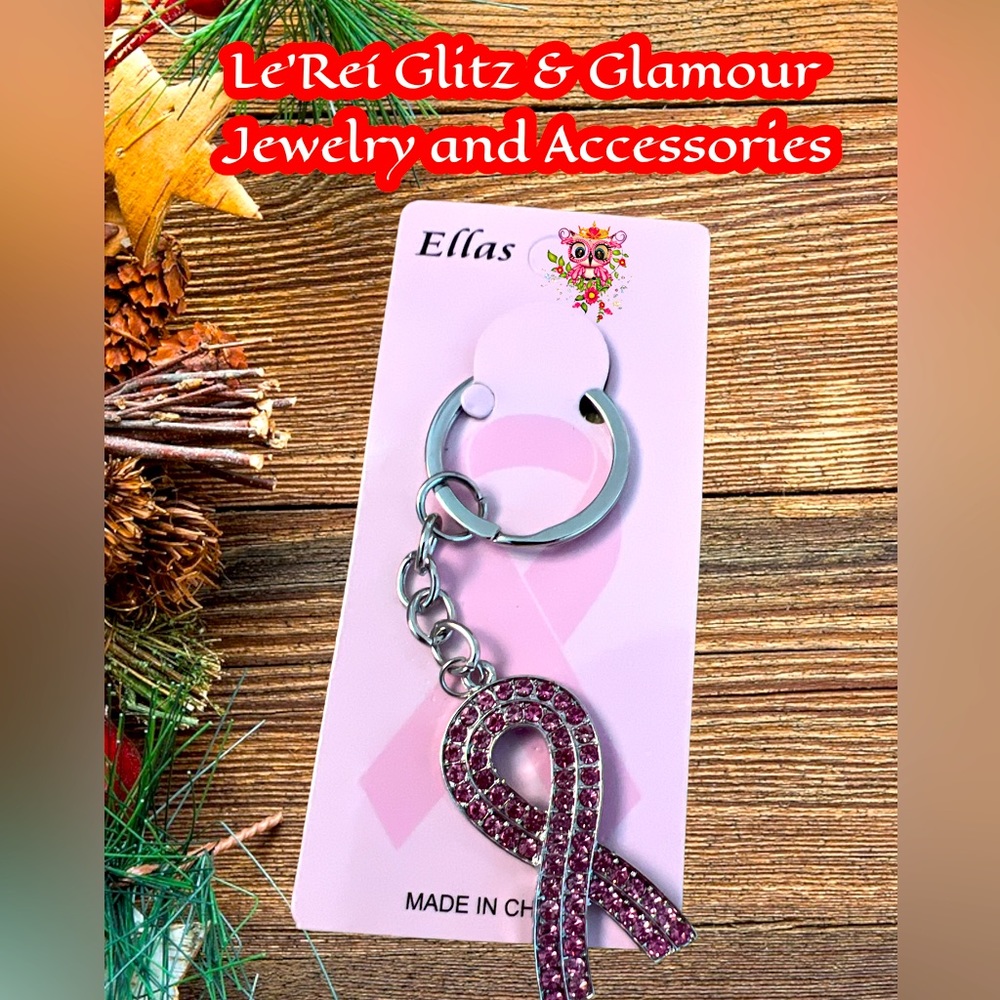 Pink ribbon keychain